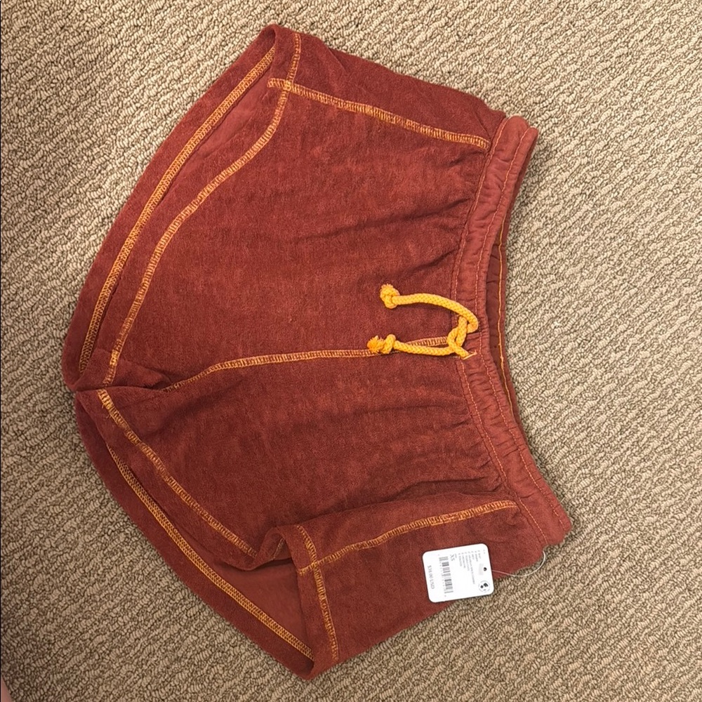 Free people Rust Orange Shorts with Yellow Drawstring